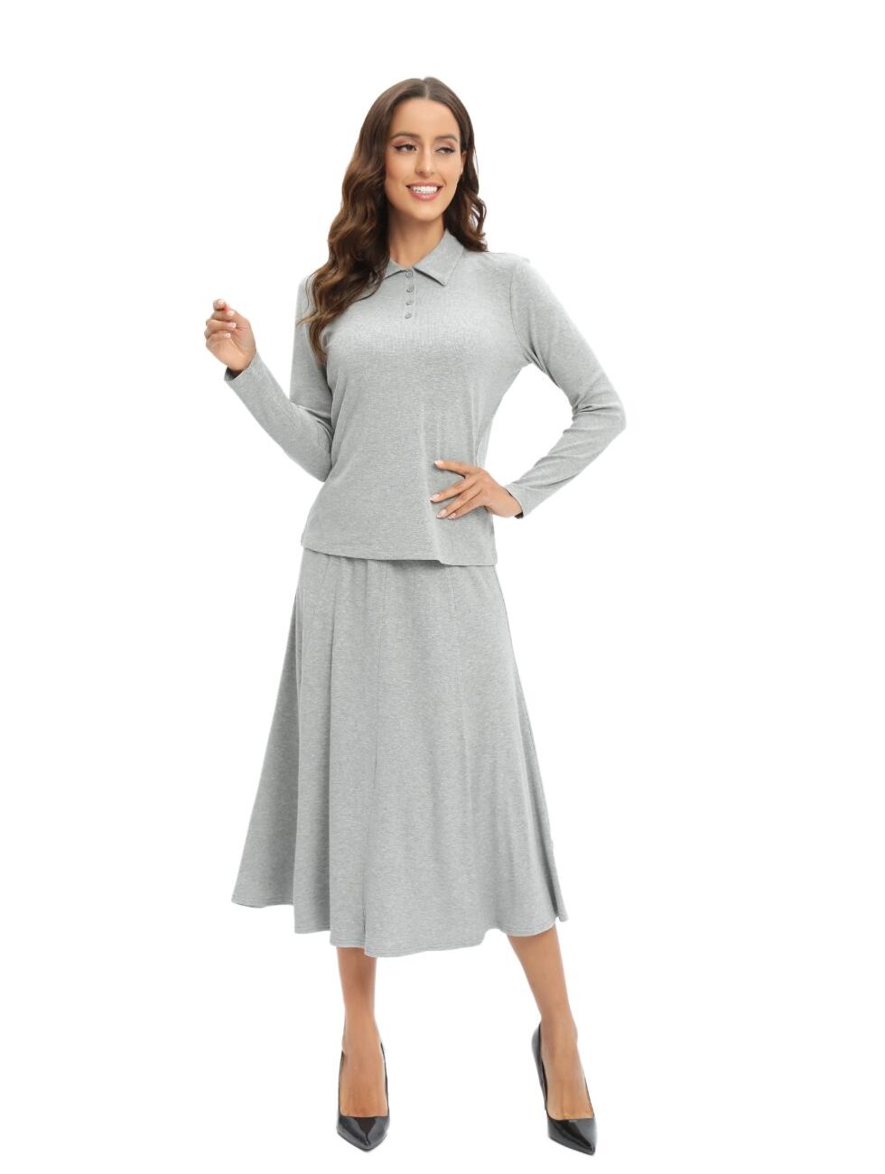 Vervoza Grey Jersey Polo Skirt Set