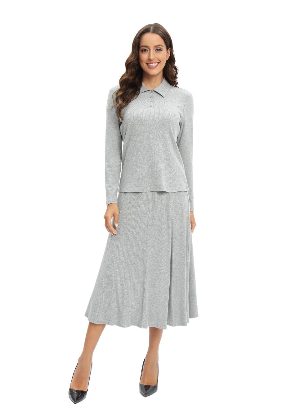 Vervoza Grey Jersey Polo Skirt Set - Image 3
