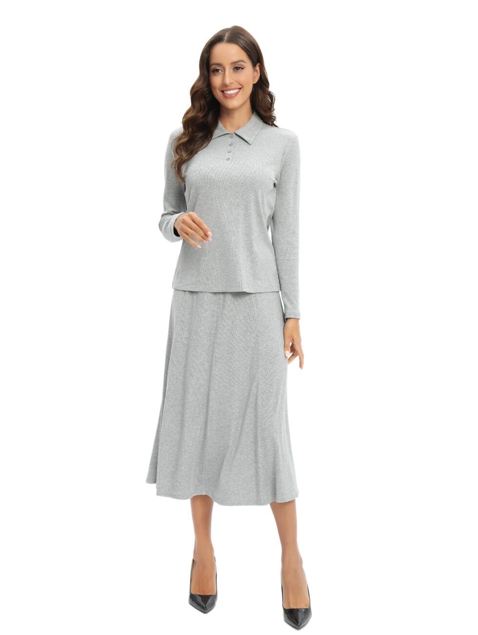 Vervoza Grey Jersey Polo Skirt Set - Image 4
