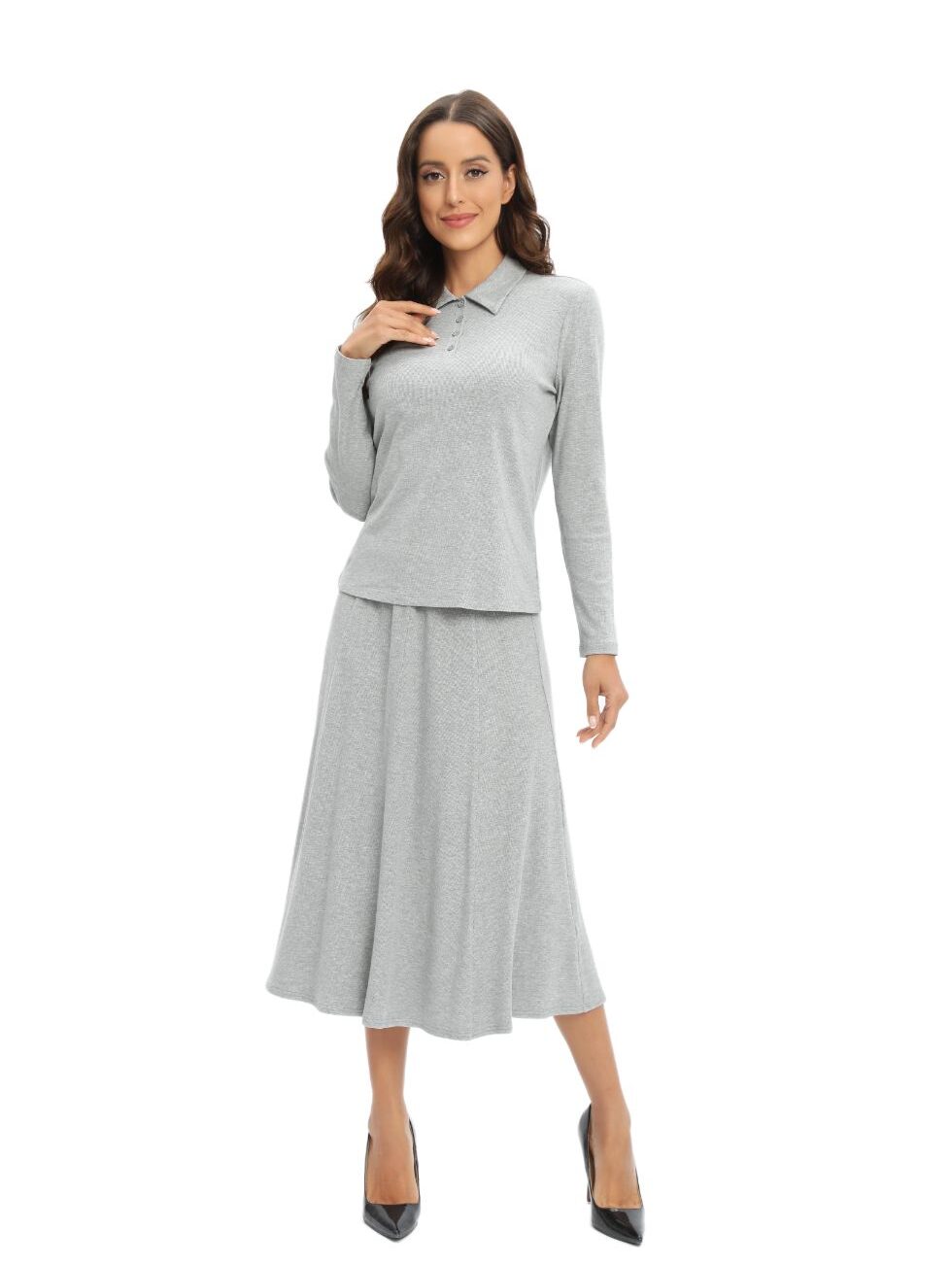 Vervoza Grey Jersey Polo Skirt Set - Image 7